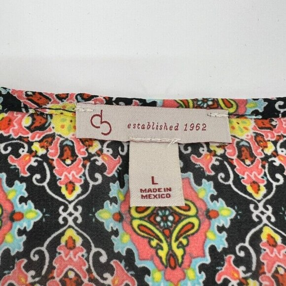 Dress Barn Semi Sheer Boho Hippie Hippy Multi-Colored Tunic Blouse Womens Size L - Picture 3 of 8